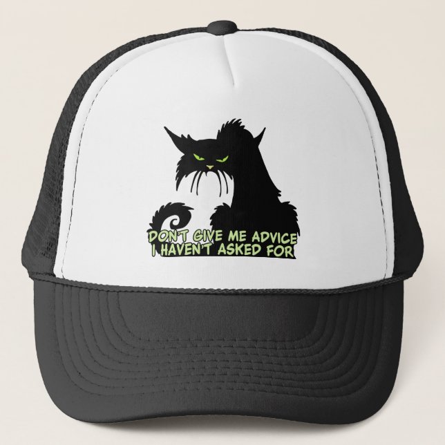 Black Cat Advice Saying Trucker Hat (Front)