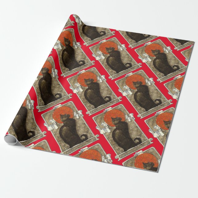 Black Cat, Alexandre Steinlen Wrapping Paper (Unrolled)