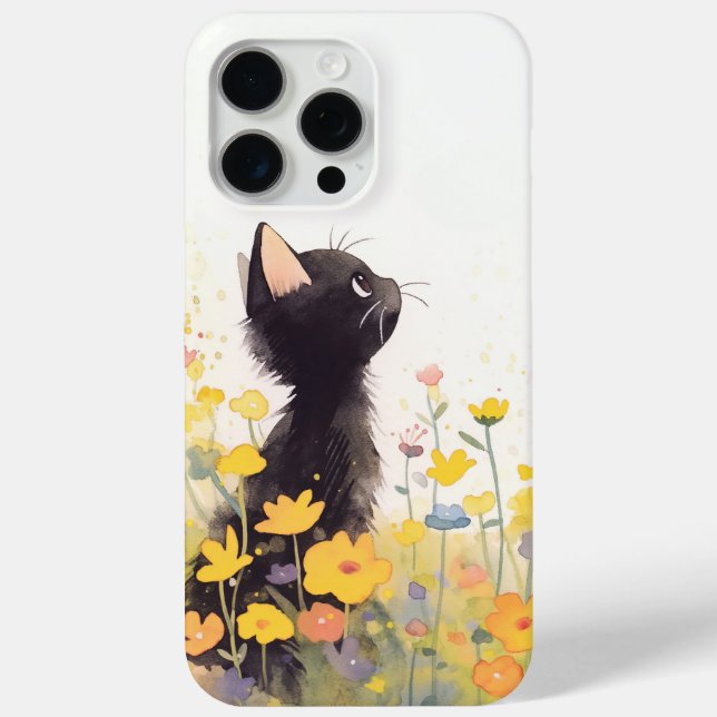 Black Cat Among the Flowers Case-Mate iPhone Case (Back)