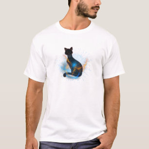black cat and abstract colour effect T-Shirt