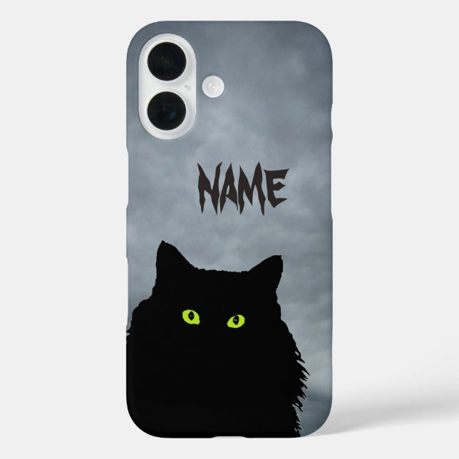 Black Cat and Angry Clouds Case-Mate iPhone Case (Back)
