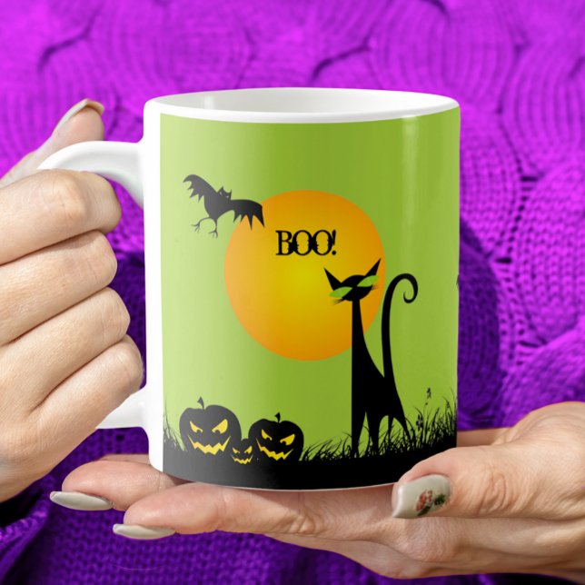 Black Cat and Bats Halloween Coffee Mug (Creator Uploaded)