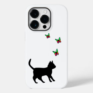 Black Cat and Butterfly Case-Mate iPhone 14 Pro Case