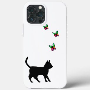 Black cat and Butterfly iPhone 13 Pro Max Case