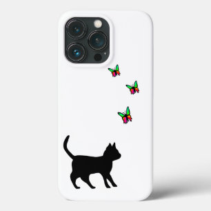 Black Cat and Butterfly iPhone 13 Pro Case