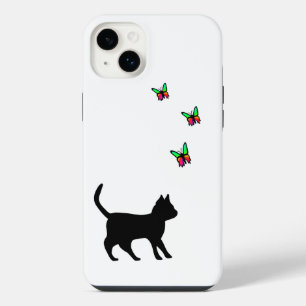 Black Cat and Butterfly iPhone 14 Plus Case