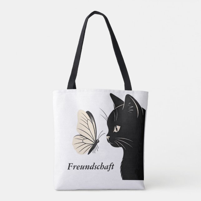 Black Cat and Butterfly Mysterious Tote Bag (Back)