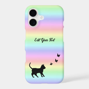 Black Cat and Butterfly on Rainbow