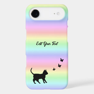 Black Cat and Butterfly on Rainbow