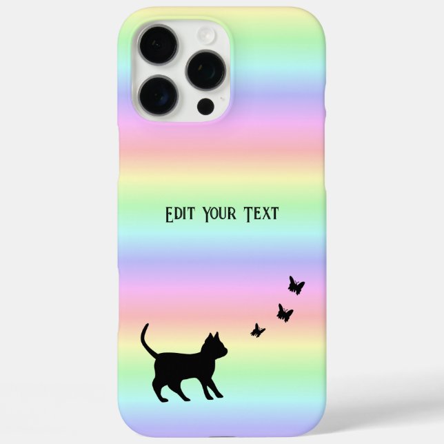 Black Cat and Butterfly on Rainbow Case-Mate iPhone Case (Back)