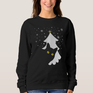 Black Cat and Christmas Tree Cat Xmas Sweatshirt