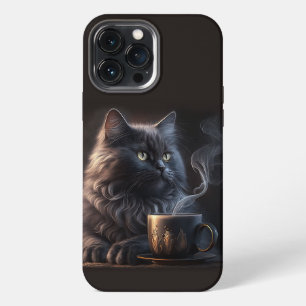 Black Cat and Coffee iPhone 13 Pro Max Case
