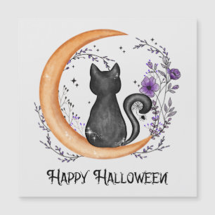 Black Cat and Crescent Moon for Happy Halloween