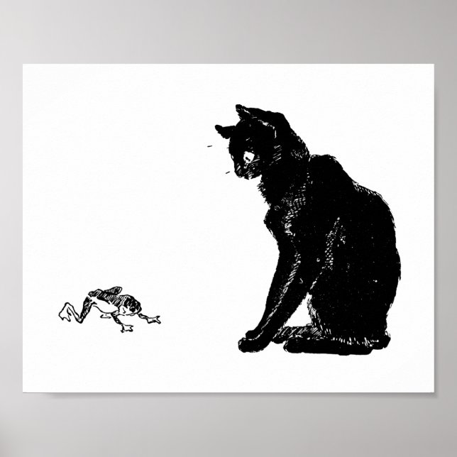 Black Cat and Frog, Alexandre Steinlen Poster (Front)