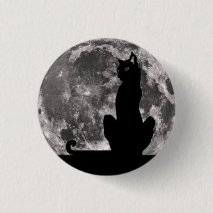 Black Cat and Full Moon Button