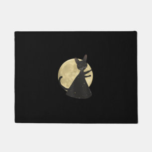 Black Cat and Full Moon Halloween Night  Doormat