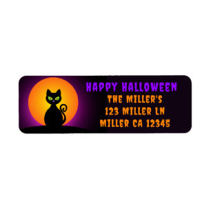 Black Cat and Full Moon Return Address Label