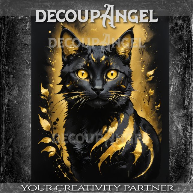 Black Cat and Gold -Decoupage- Tissue Paper (Creator Uploaded)