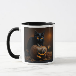 Black Cat and Jack-O-Lantern Mug