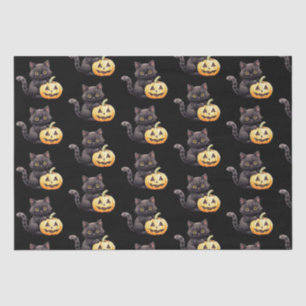 Black Cat and Jack-O' Lantern Pattern Halloween Tissue Paper