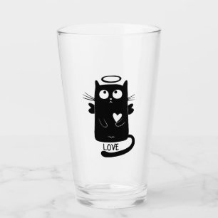 Black cat and love glass