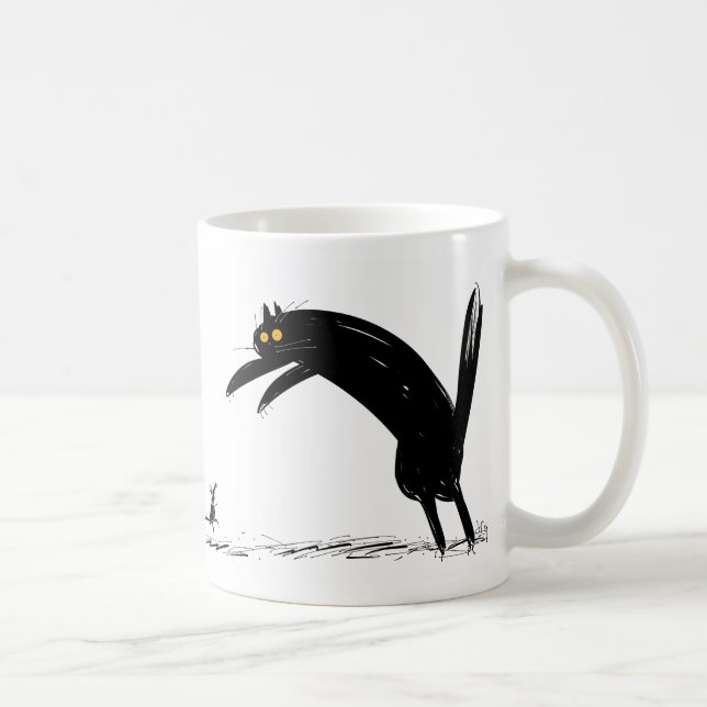 Black cat and mouse in The Dance Coffee Mug (Right)