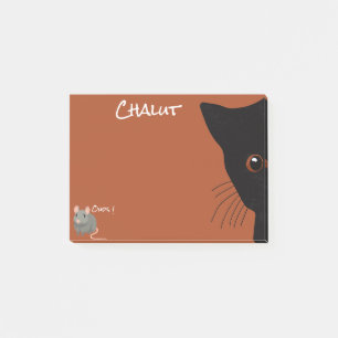 black cat and mouse post-it notes