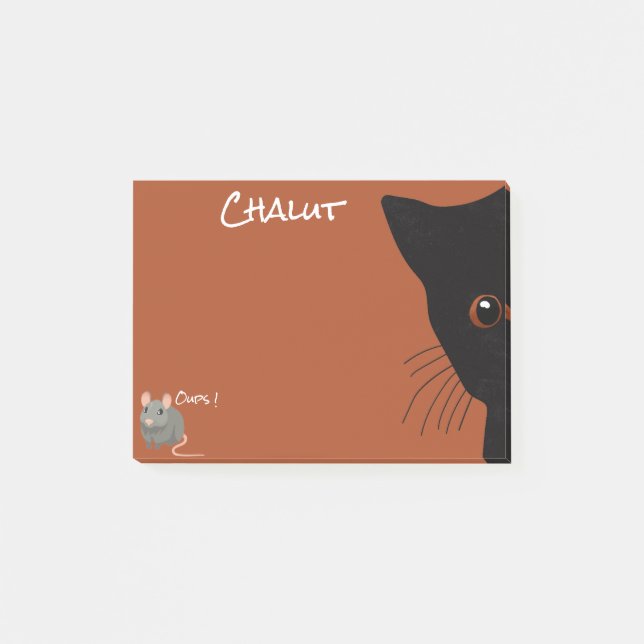 black cat and mouse post-it notes (Front)