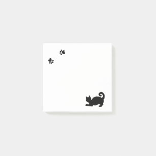 Black Cat and Paw Print Post-it Notes