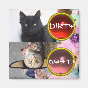 BLACK CAT AND PRINCESS TATUS DIRTY CLEAN MAGNET