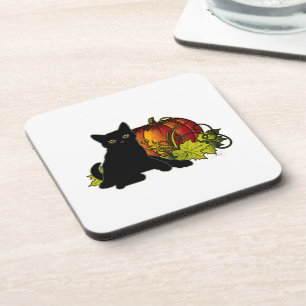 Black Cat and Pumpkin Coaster