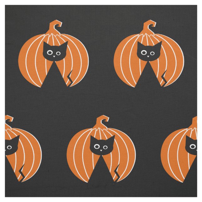 Black Cat {and} Pumpkin Fabric (Swatch)