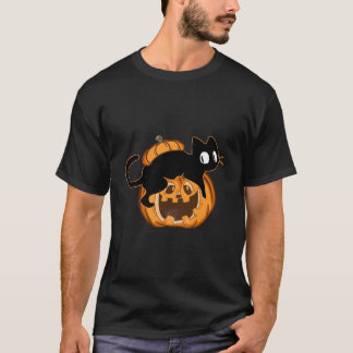 Black Cat And Pumpkin Halloween T-Shirt