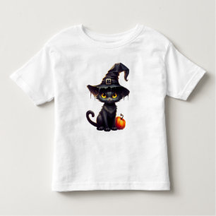 Black Cat and Pumpkin Halloween Toddler T-Shirt
