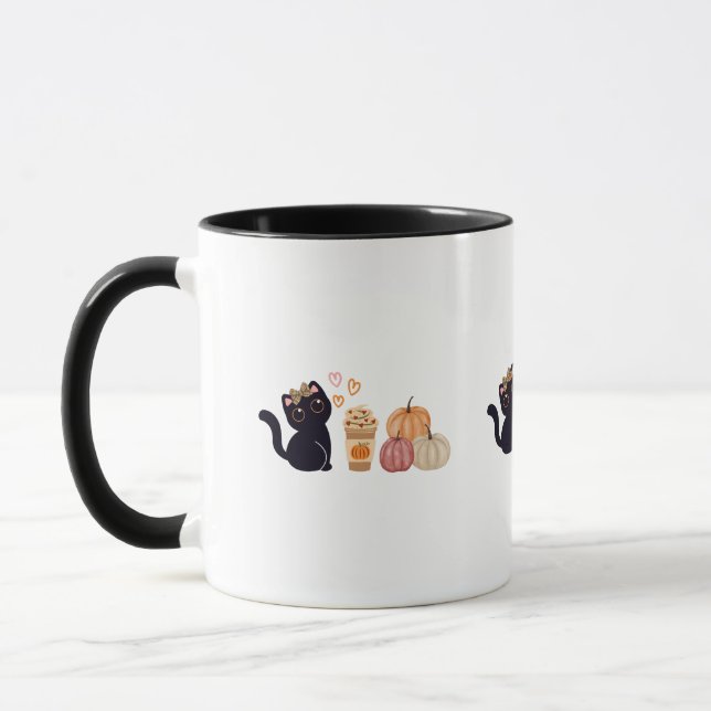 Black Cat and Pumpkin Spice Mug (Left)