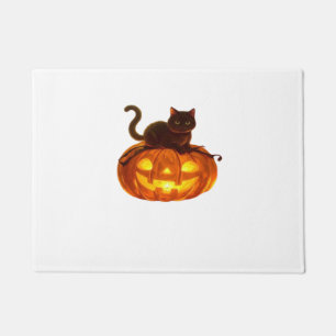 Black Cat and Pumpkin – Spooky Halloween Magic Cla Doormat