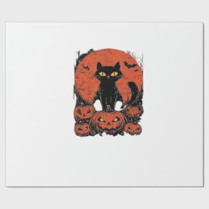 Black Cat and Pumpkin � Spooky Halloween Magic Cla Wrapping Paper