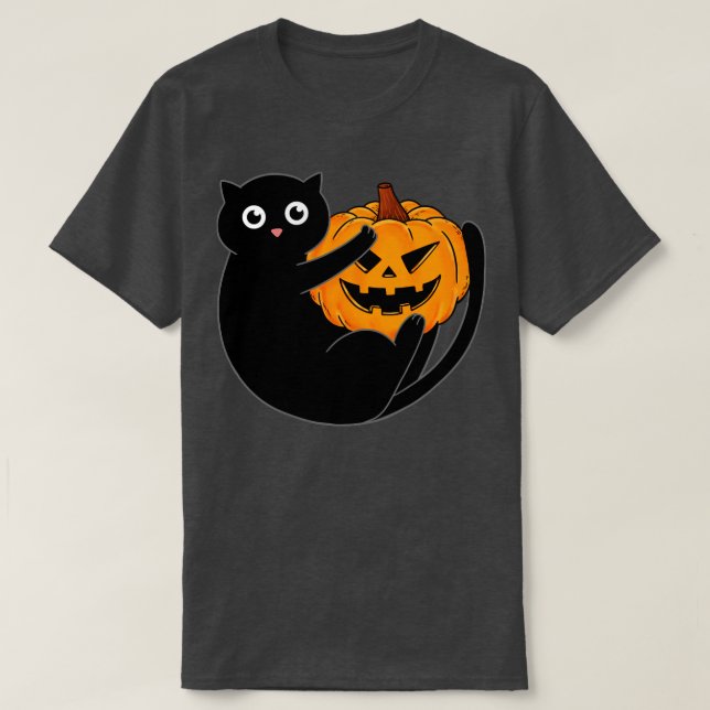 Black cat and pumpkin T-Shirt (Design Front)