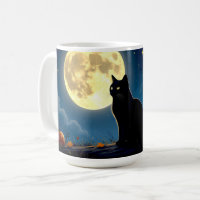 Black Cat and Pumpkins