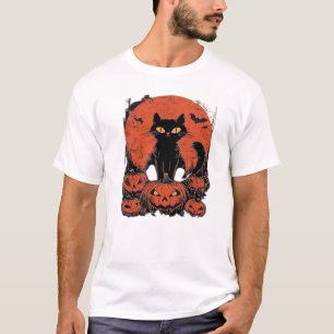 Black Cat and Pumpkins � Halloween T-Shirt Art Cla
