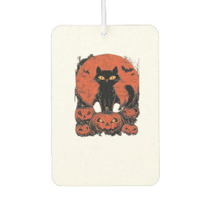 Black Cat and Pumpkins � Halloween T-Shirt Art Cla Car Air Freshener