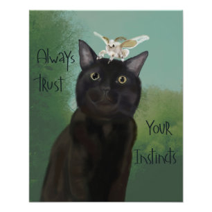 Black Cat and Silk Moth Photo Print