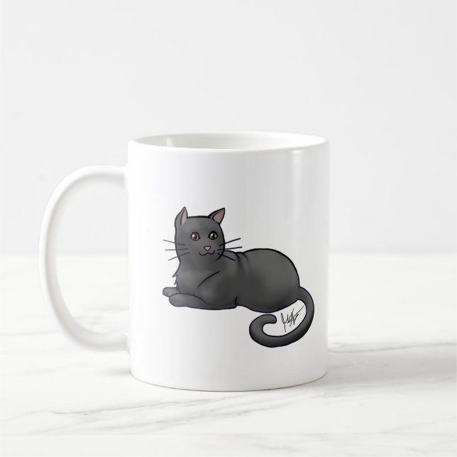 Black Cat and Silver Tabby Cat Mug (Left)