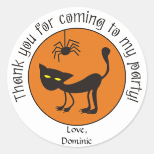 Black Cat and Spider Halloween Thank You Stickers