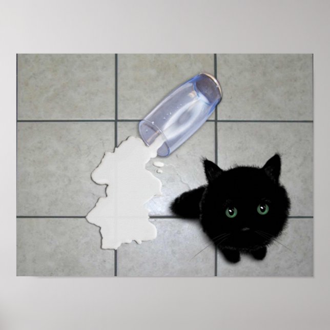 Black cat and spilt milk poster (Front)