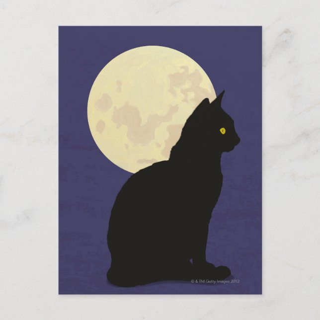 Black Cat and the Moon Postcard (Front)