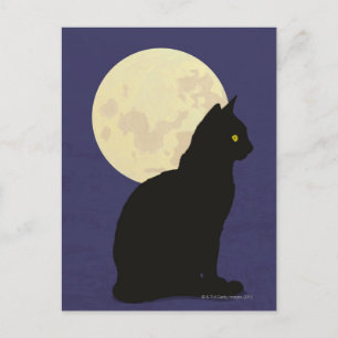 Black Cat and the Moon Postcard