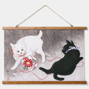 Black cat and White cat, Takahashi Shotei Hanging Tapestry