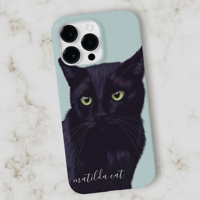 Black Cat Animal Art Personalised Name Case-Mate iPhone Case (Creator Uploaded)