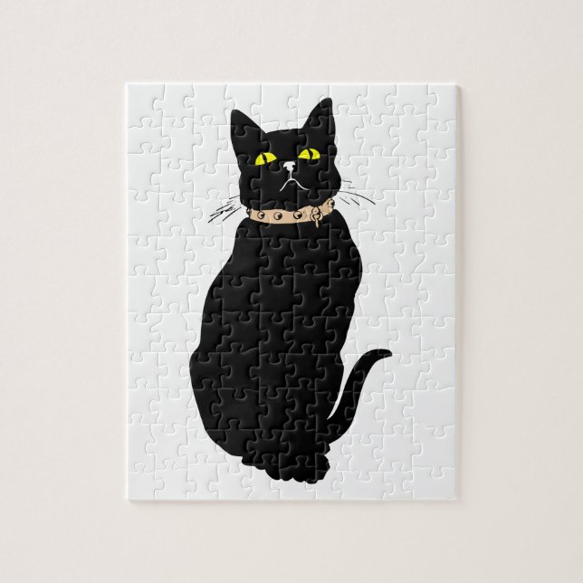 Black cat, animal illustration jigsaw puzzle (Vertical)